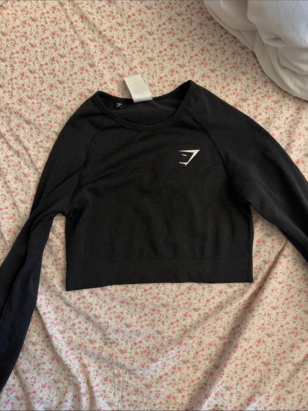 Gymshark Black Cropped Seamless Long-Sleeve Top